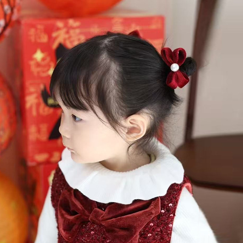 Korean children's pearl bow hair tie for girls, princess hairband, non-damaging high-elasticity hair accessory