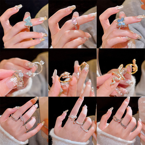 Light Luxury Versatile Sparkling Diamond Ring for Women, Unique Design, High-End Simple Band, Index Finger Ring, Hand Jewelry, Wholesale