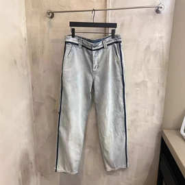 正确版本现货高品质MM家新款洗水冰蓝色牛仔裤OS宽松版型男女同款