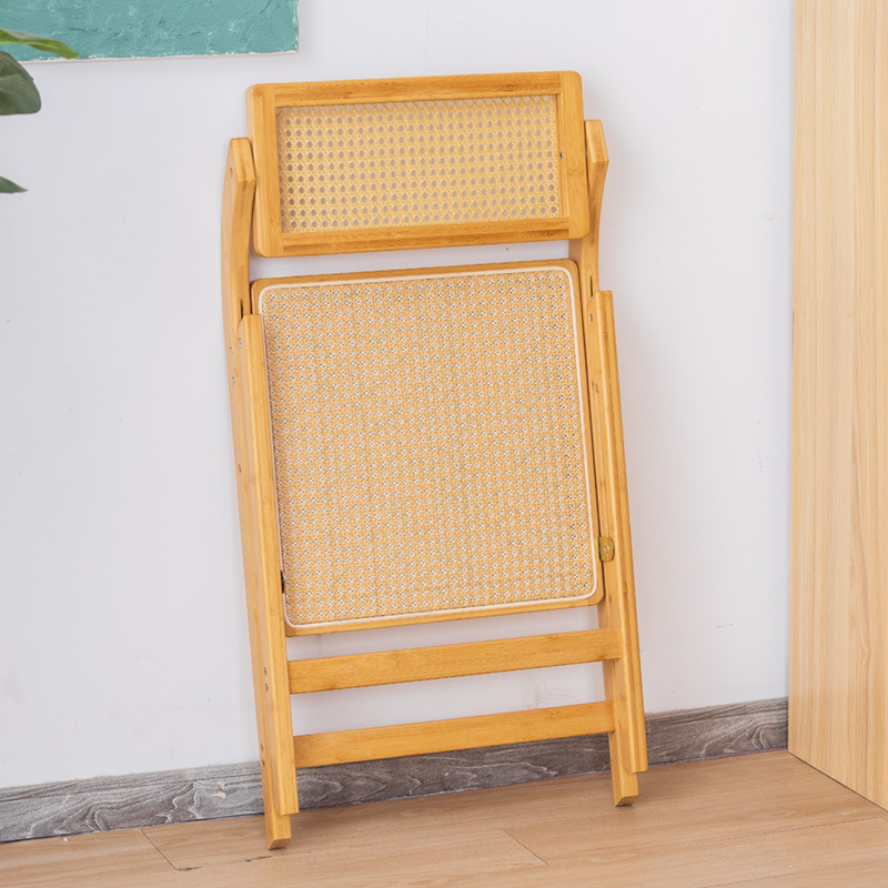 Silla plegable de ratán simple moderna, silla de comedor para restaurante en casa con respaldo, silla de comedor informal simple, nuevo estilo de ahorro de espacio