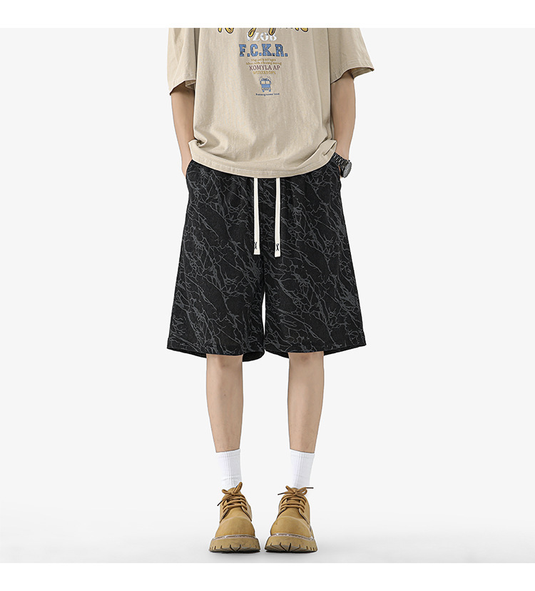 Men's Plus Size Casual Shorts Hong Kong Style Summer Thin Loose Straight Breathable Five Point Shorts Versatile Men's Clothing_viptrois.com