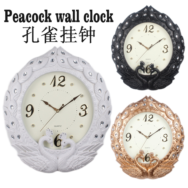 Pavo real Reloj de pared de estilo europeo hogar sala de estar dormitorio reloj decorativo mudo simple artístico creativo moda personalizada Reloj de pared