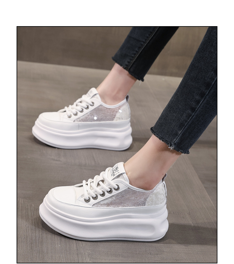 Giày sneaker nữ đế dày chunky mặt lưới phối trắng đa năng — Màu đen chi tiết 15