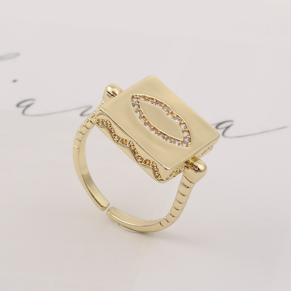 Hip Hop Copper Micro-inlaid Zircon Open Ring display picture 5