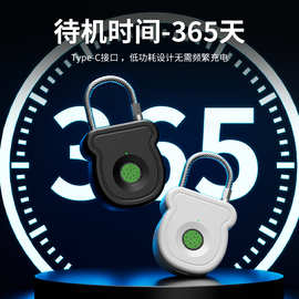 跨境指纹挂锁柜门锁抽屉锁玻璃门锁多功能锁TypeC充电长待机通用