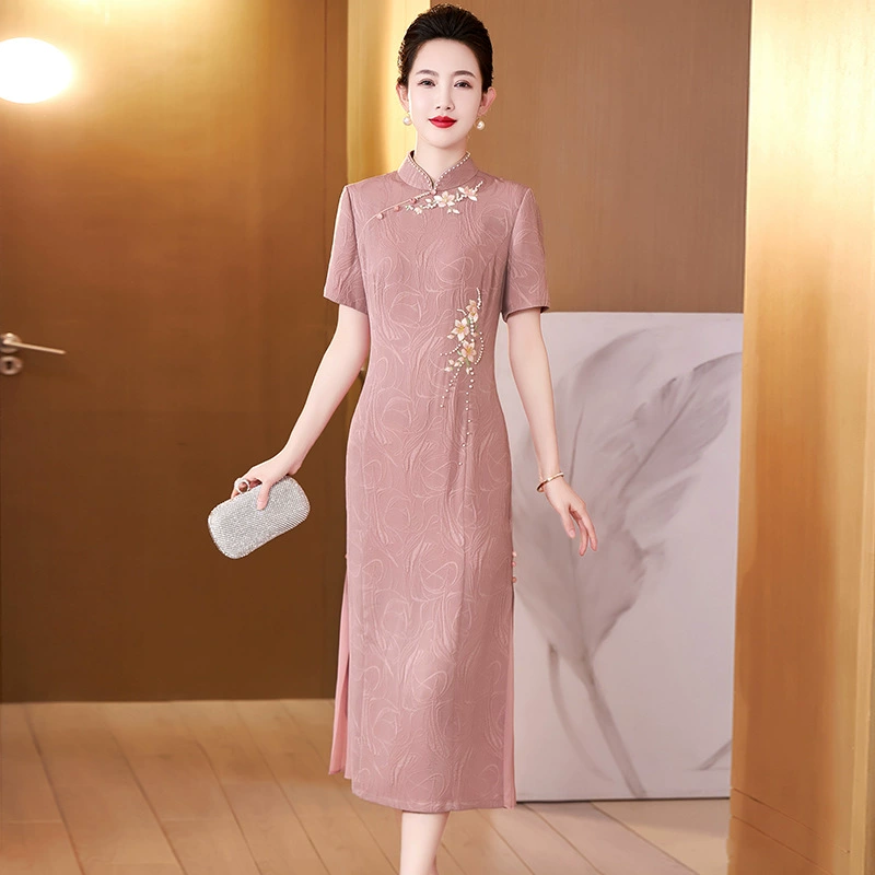 Летнее элегантное платье для матери невесты, современный костюм-ципао, высококачественное модное банкетное платье