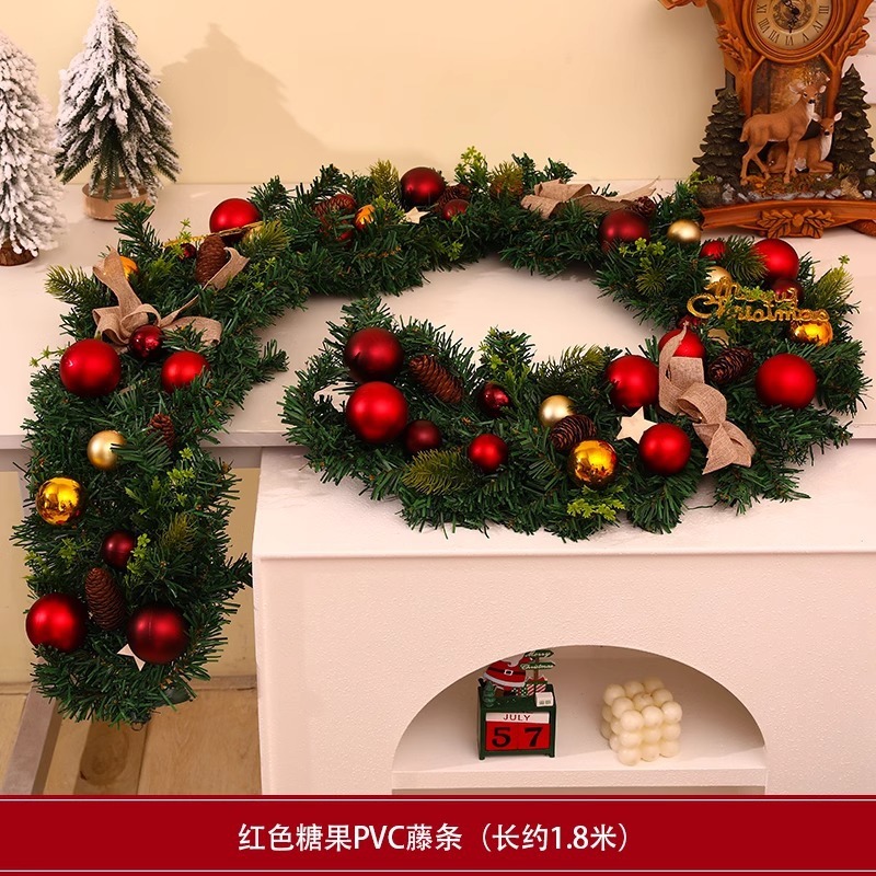 跨境圣诞装饰门挂落雪圣诞节装饰藤条摆件装饰品挂件商场场景布置|undefined