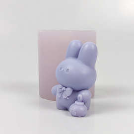 可爱兔子香薰蜡烛硅胶模具创意树脂手工摆件模具流体白胚模石膏模