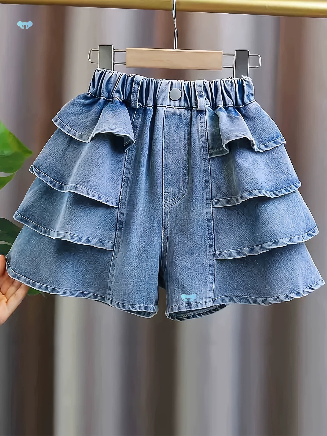 Однотонные джинсовые шорты с юбкой для девочек, милые трансграничные шорты