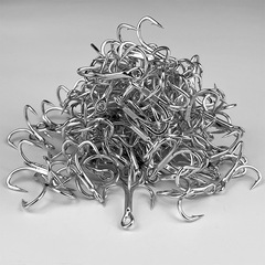 路亞三本鈎 高碳鋼4倍加強錨鈎有倒刺假餌魚鈎錫色三爪鈎 10隻/盒