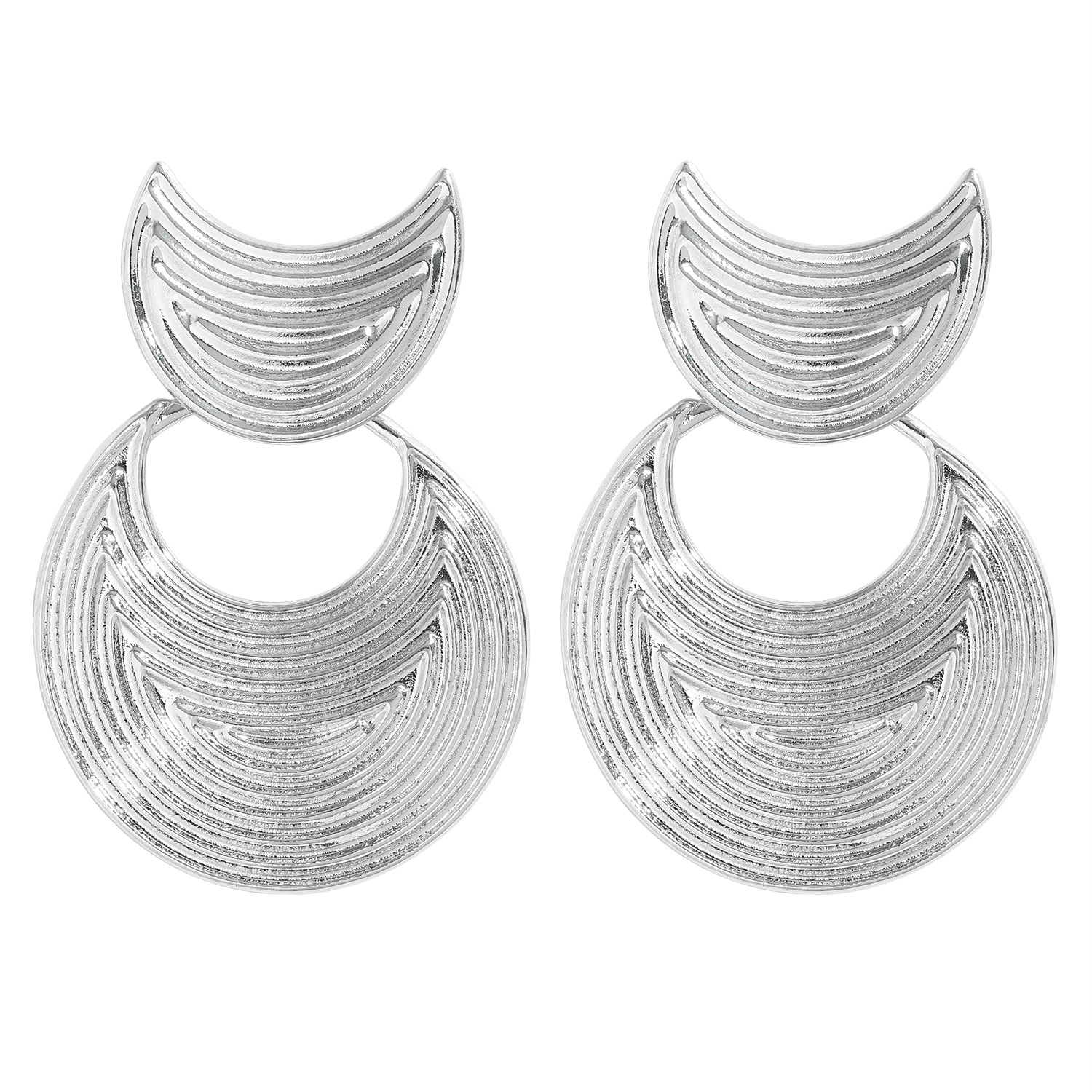 Vente En Gros Boucles D&#39;oreilles Simples En Forme De Croissant De Texture Multicouche display picture 3