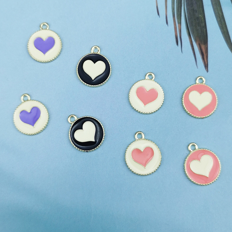 Pendant Jewelry Making Type 10 PCS/Package 15 * 19mm Alloy Round Heart Shape Polished Pendant