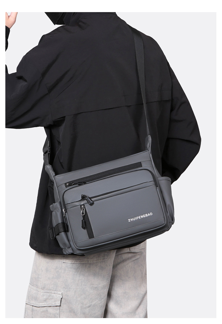 Cross-border men's single-shoulder bag, multi-layer large-capacity crossbody bag, fashionable and lightweight motorcycle bag, travel water-resistant small backpack undefined