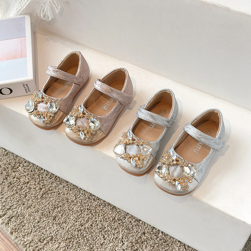 Girls Spring and Autumn New Korean Princess Leather Shoes Soft Sole Non-slip Single Shoes Square Mouth Shoes Performance Dance Shoes Size 23-34