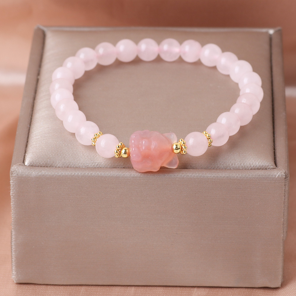 Brazalete de cuentas de ágata rojo para mujeres lujoso ligero delicado de alta sensación joyería de mano de verano colgante de mano