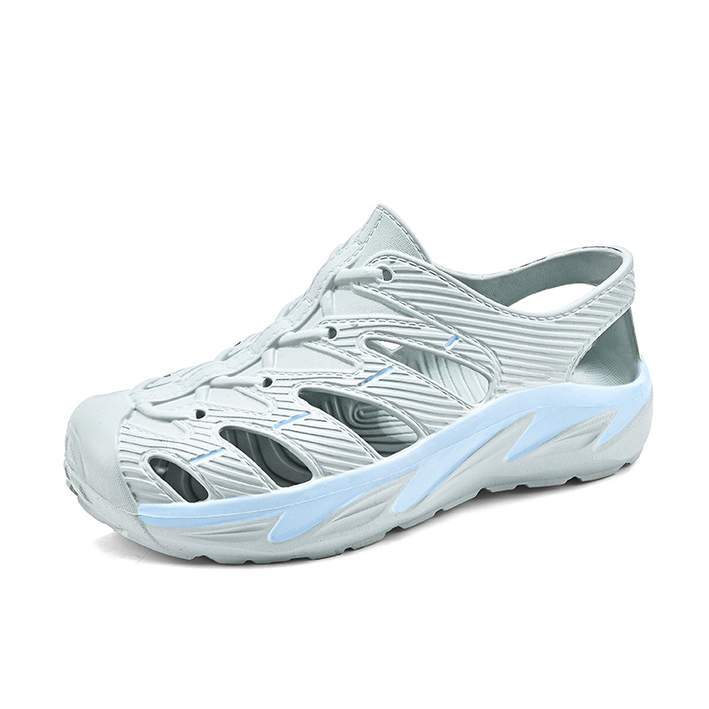 2023 verano nuevos hombres de suela gruesa slip-on zapatos de jardín zapatos de playa transpirables sandalias de moda Zapatos de agujero de suela gruesa hombres