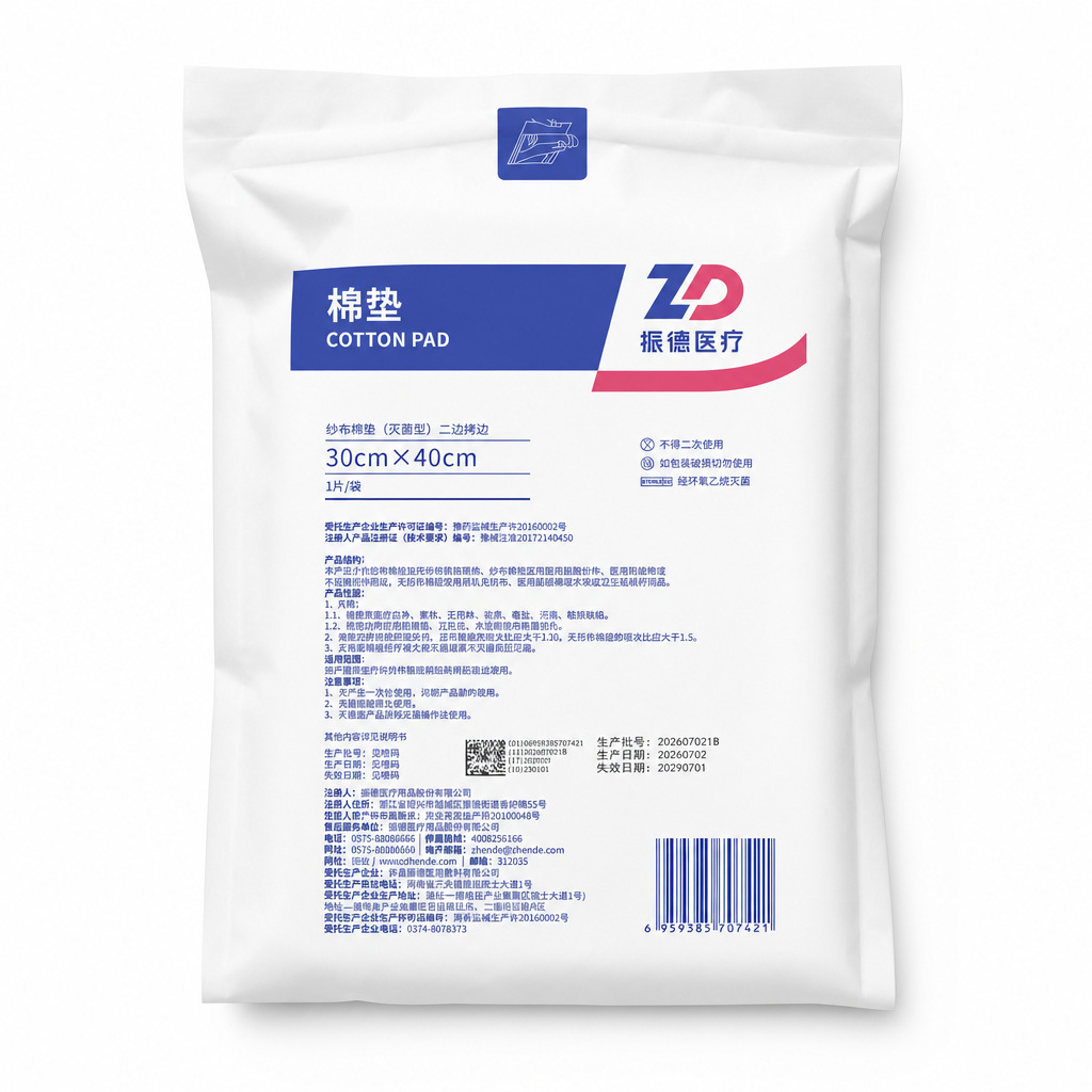 900885 Хлопковая марля Zhende 30*40 см, 1 штука/упаковка