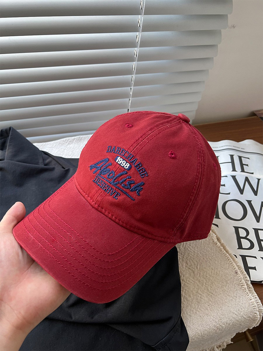 YAOLI ~ American Big Headband Show Face Pequeño sombrero de béisbol mujer Inglés bordado sombrero de protección solar hombre