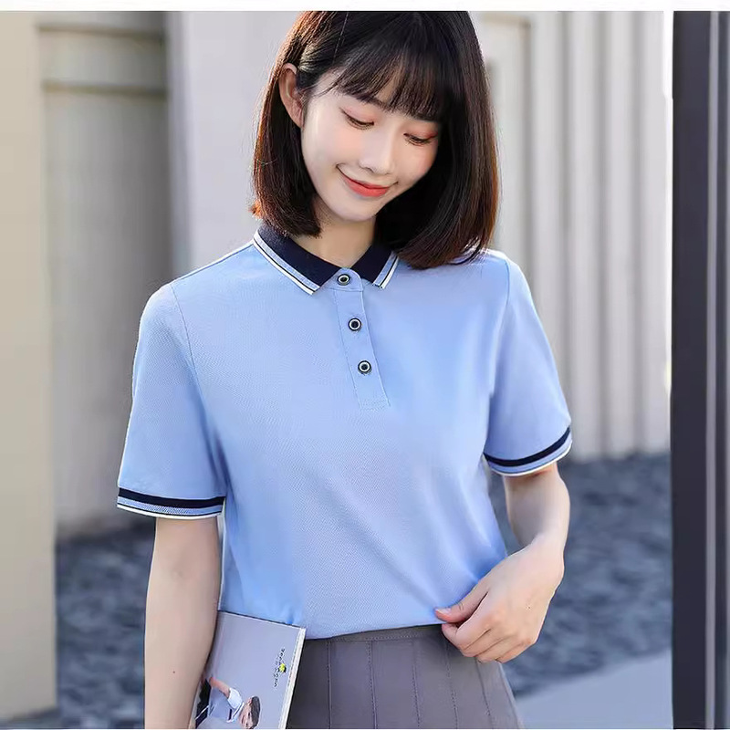 半袖poloシャツをめくってロゴを印刷する作業服刺繍文化純綿工装幼師園服班服|undefined