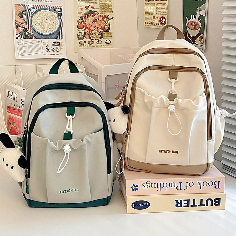 Cross-border Schoolbag Female College Students Niche Design Backpack Hiking Mountain Climbing Large Capacity Drawstring Sports Style Schoolbag