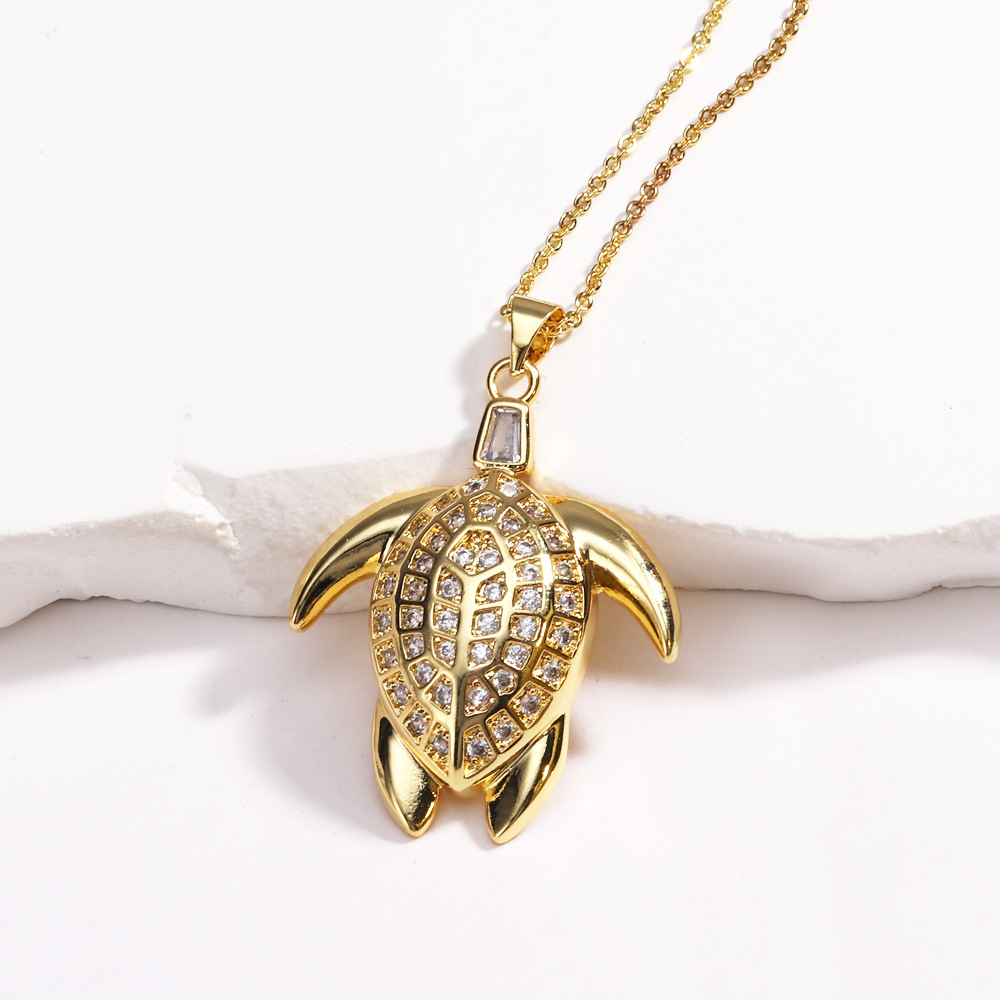 9g Weight Lobster Trigger Clasp Closure Clasp Closure Type Copper Pendant Material Pendant Necklace Classification Copper Chain Material cable chain Chain Type 1 Piece Quantity Casual, Daily Occasion Copper Material Tortoise Pattern All Seasons Season Women's Gender Plating Design Vintage Style Style Wholesale Jewelry Vintage Style Tortoise Copper Plating Cable Chain Pendant Necklace 8