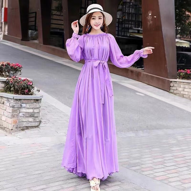 2025 Extra Long Extra Large Swing Chiffon Skirt Large Size Vacation Beach Skirt Bohemian Travel Swing Fairy Long Skirt