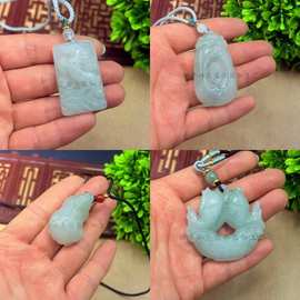 天山翠吊坠平安无事牌天然新疆金丝玉石马牌如意鱼化龙玉石项链
