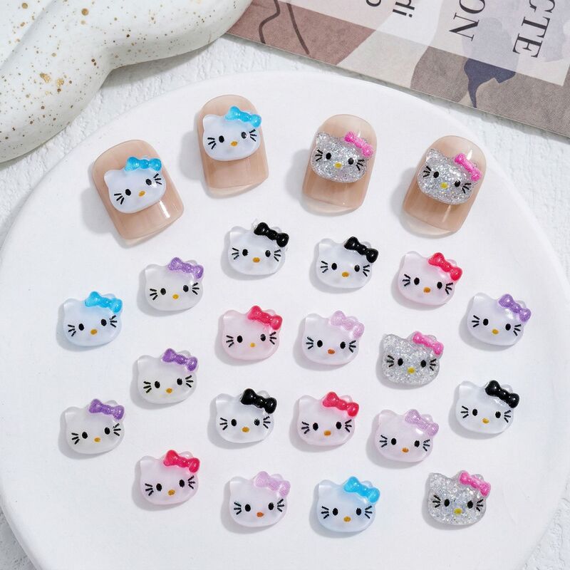 Explosive cartoon cat nail jewelry wholesale cute girl hellokitty cat DIY hairstyle nail accessories