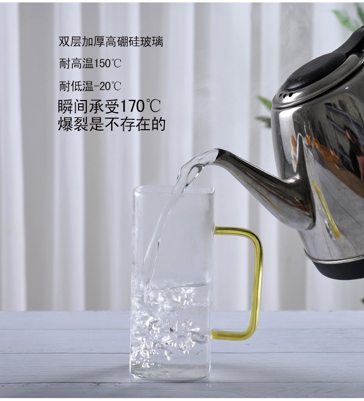 Taza de desayuno Taza de leche con mango hogar de vidrio resistente al calor con mango de color taza de jugo de desayuno resistente al calor taza de beber