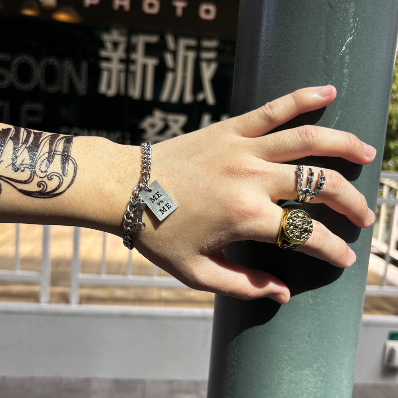 대외 무역 폭발 패션 쥬얼리 올 매치 4 발톱 스테인레스 스틸 링 프리 사이즈 남성 일본 패션 브랜드 이글 클로 링