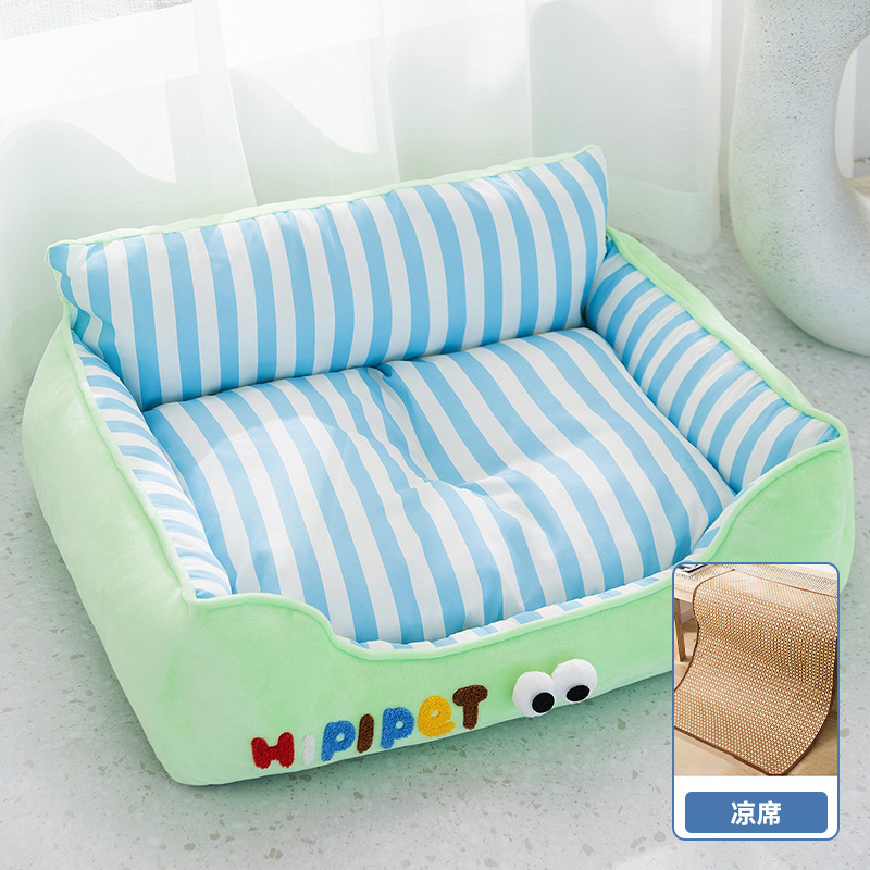 Primavera y verano perros rayas frescas y lindas, ojos grandes, espalda para gatos, sofá para gatos, cuatro estaciones para gatos, mascotas.