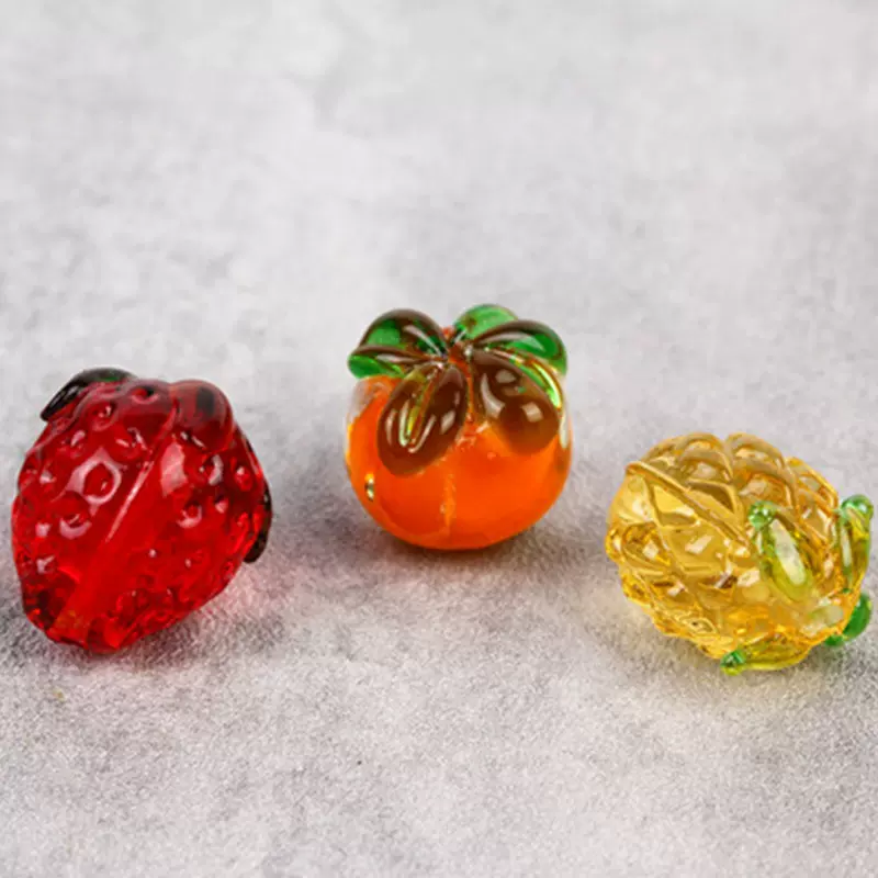 夜光柿子琉璃珠散珠穿孔橙色圆珠串珠饰品配件手链材料水晶