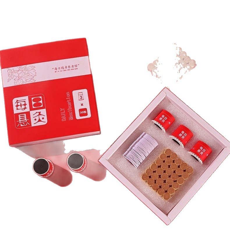 Portable Moxibustion Box Set with 3 Moxa Tubes 30 Moxa Cones and 30 Adhesive Patches for Daily Home Use in use