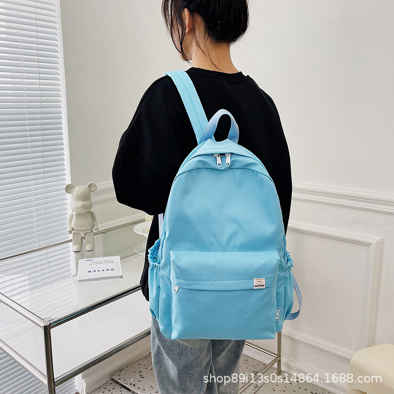 New Style College Student Ins Backpack Sweet and Cute Solid Color Large Capacity Student School Bag 2026 New Model Wholesale