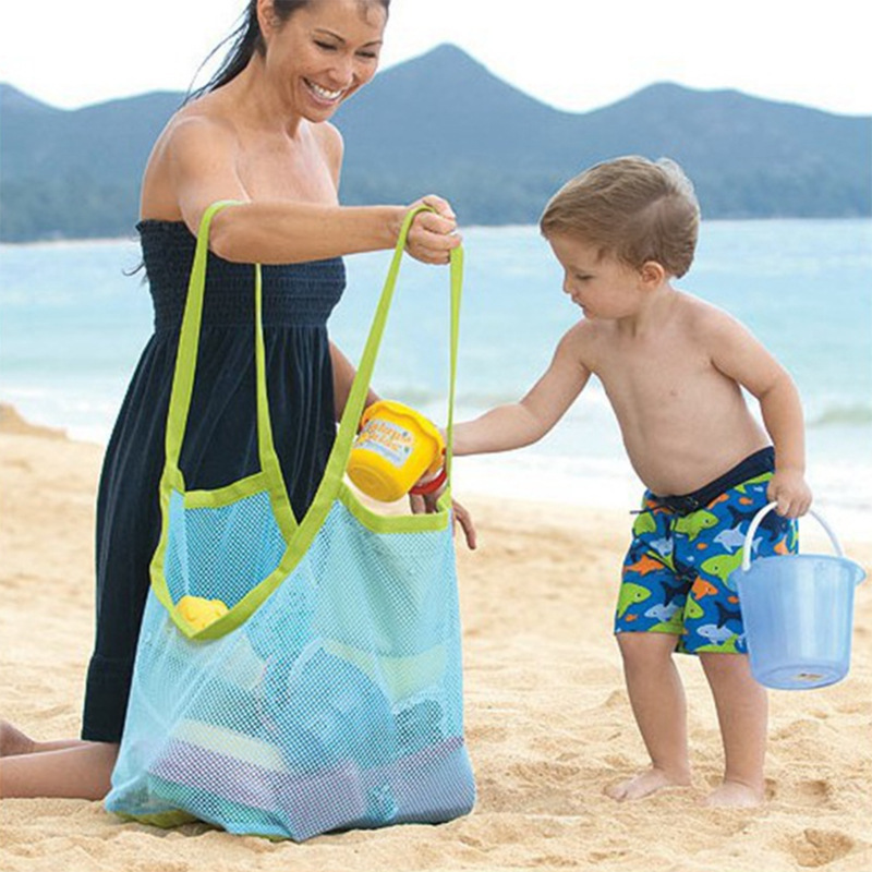 Juguetes de playa para niños al aire libre, bolsas de almacenamiento rápido, herramientas de dragado de arena, bolsas de malla de almacenamiento de artículos diversos, grandes