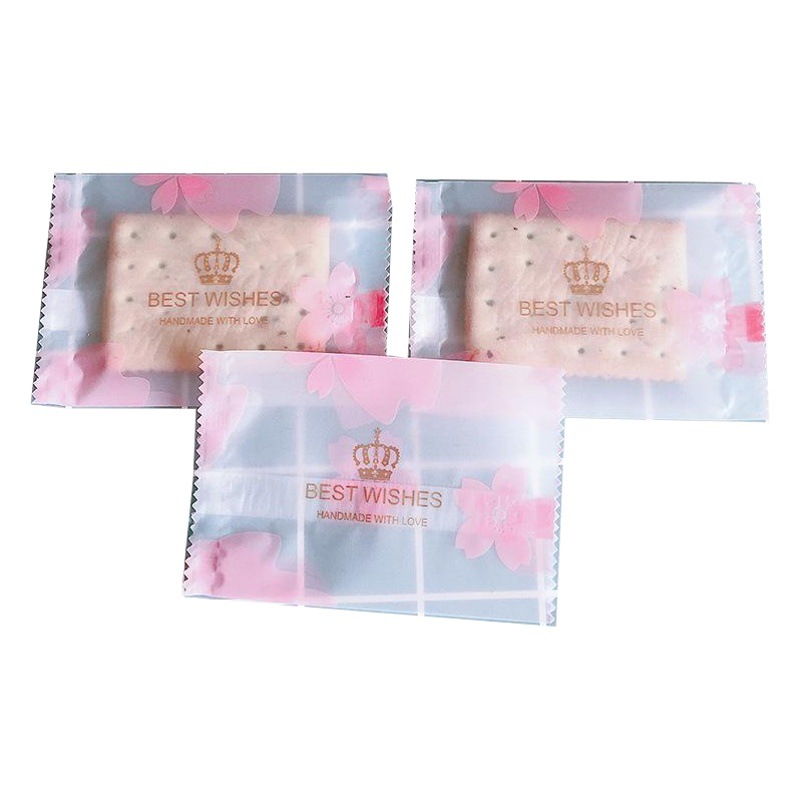 Directo de fábrica nueva corona flor de cerezo copo de nieve bolsa de embalaje crujiente bolsa de galletas de carne esmerilada máquina de sellado bolsa al por mayor