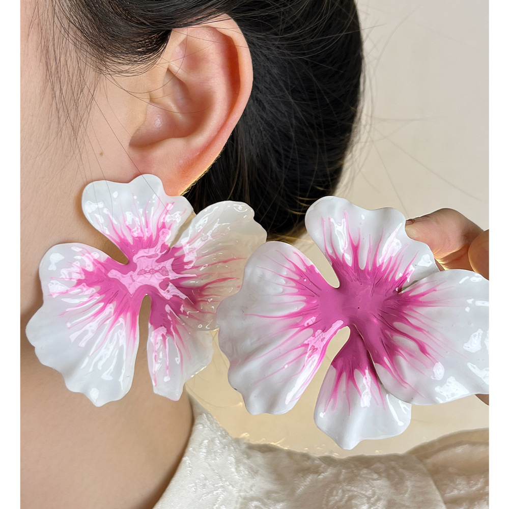 1 Pair Quantity 1 Pair Vacation Flower Enamel Iron Ear Studs