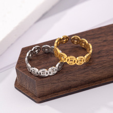 星栖复古铜钱戒指金币镂空指环开口可调节小众设计指环戒饰品批发