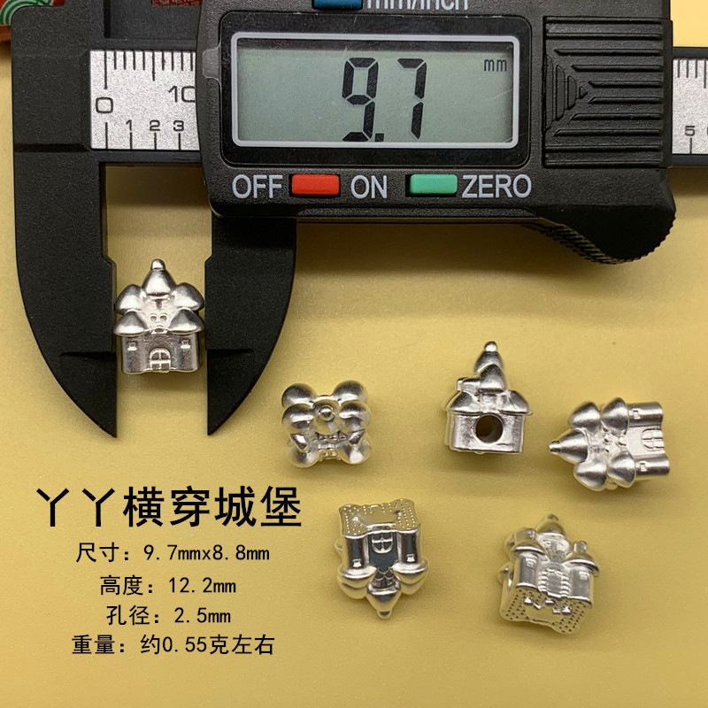 New Foot Silver 999 Sterling Silver Bead Accessories Woven Bracelet DIY Jewelry Gourd Copper Hand Rope 3D Hard Silver Crossing