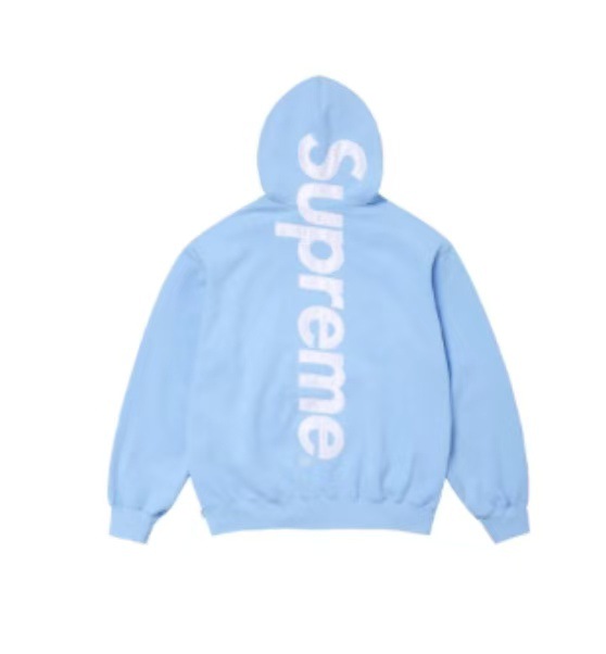 Supreme Satin Applique Hoodie Light Blue