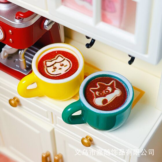 Mini simulation convenience store resin accessories diy simulation flower coffee cup cartoon scene with cute food play