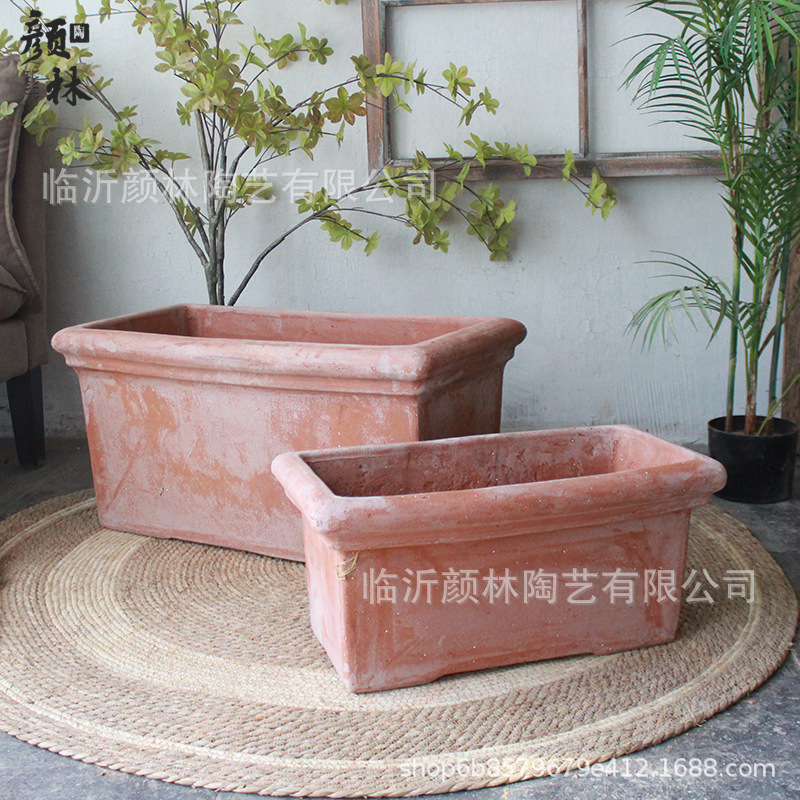 maceta de barras largas maceta de cerámica roja cuadrada maceta de hortalizas maceta de flores cajas de flores pequeñas aceitunas comercio exterior maceta de cerámica americana estilo romano