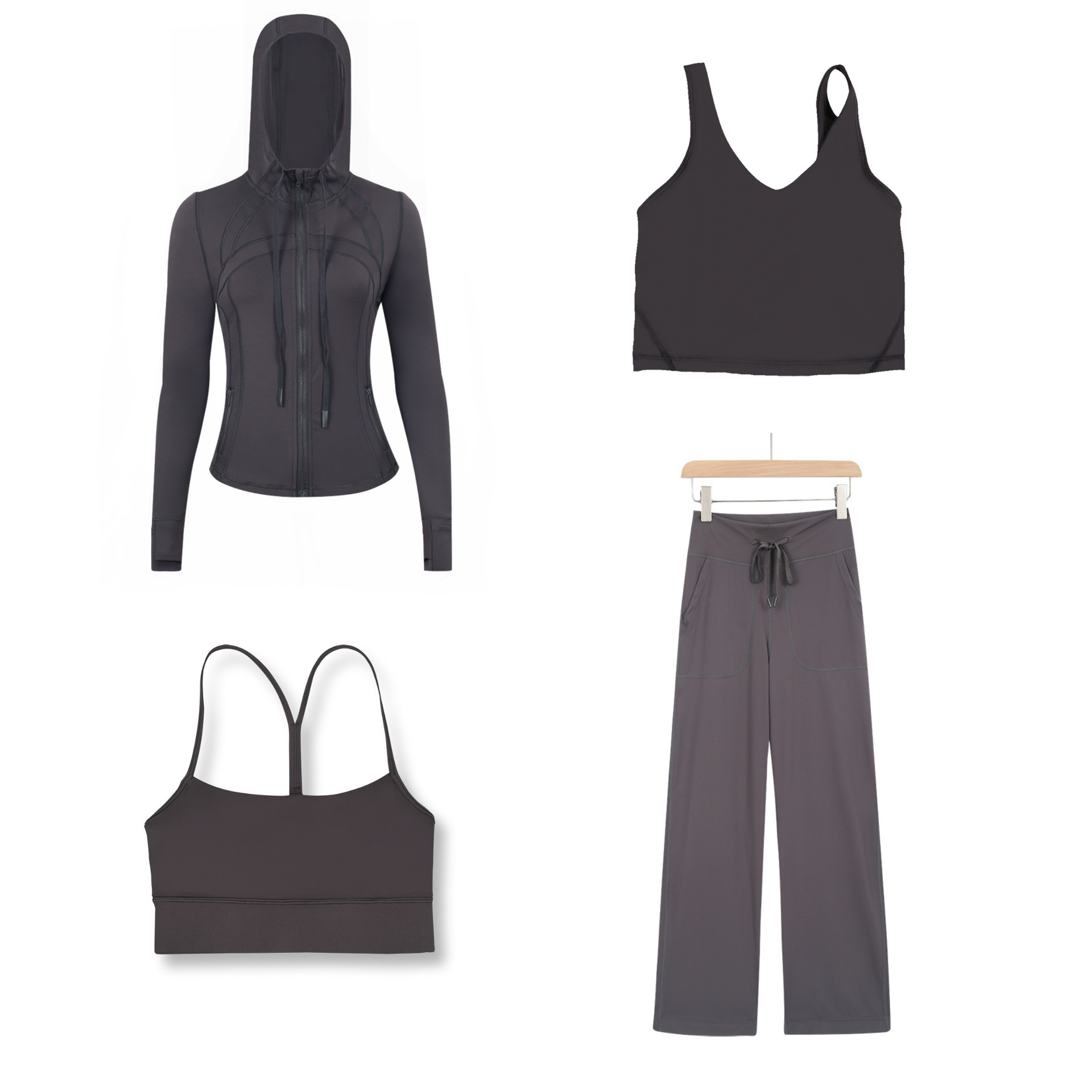 Dames sportset 4-delig slim fit met capuchon jack en broek_voghion.com