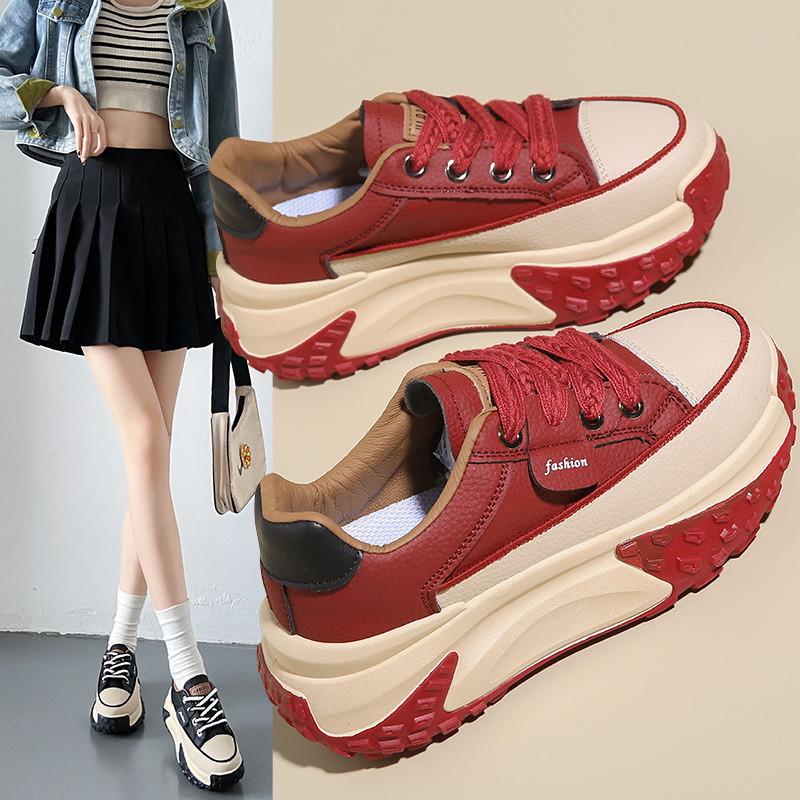 Version coréenne des chaussures de papa pour le printemps et l'automne 2024, nouvelles chaussures de tir de rue décontractées pour étudiants Instagram, chaussures hautes à semelles épaisses pour femmes_voghion.com