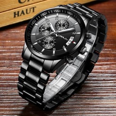 CRRJU/Kajun 2214 men's business watch men's six-hand chronograph multi-function calendar stainless steel watch