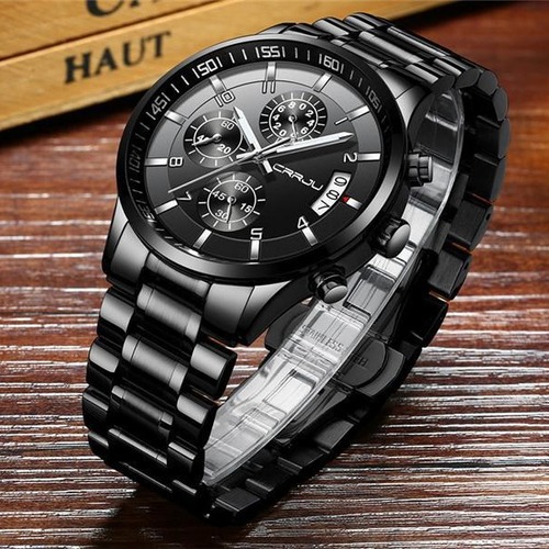 CRRJU/Kajun 2214 men's business watch men's six-hand chronograph multi-function calendar stainless steel watch