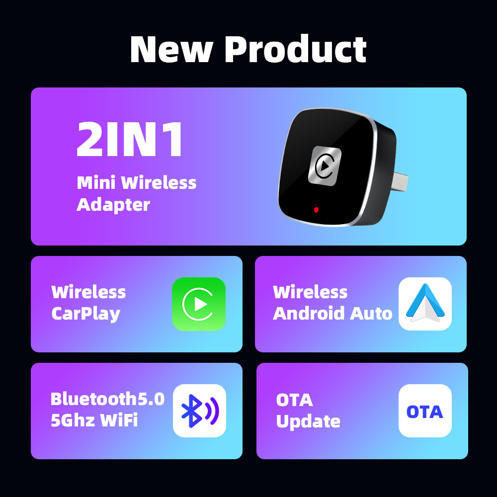 Cross-Border Bluetooth USB Ai Carplay Box Wired to Wireless Android Car Navigation Car-Machine Interconnection Box