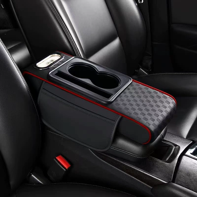 Car Compact Special Car Armrest Armrest box - three-dimensional-embossed-trumpet-black-and-red-lines