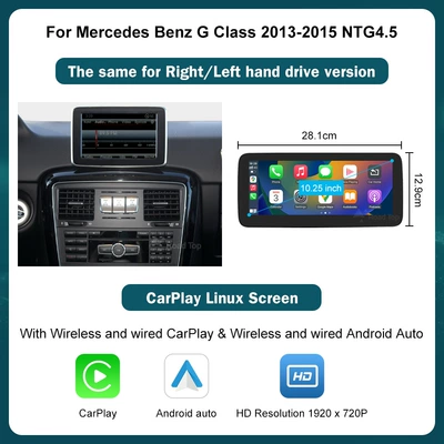 RoadTop wireless CarPlay screen for Mercedes-Benz G Class NTG4.5 NTG5.0 display (Car display) - class-1025inch-g-2013-2015-ntg45