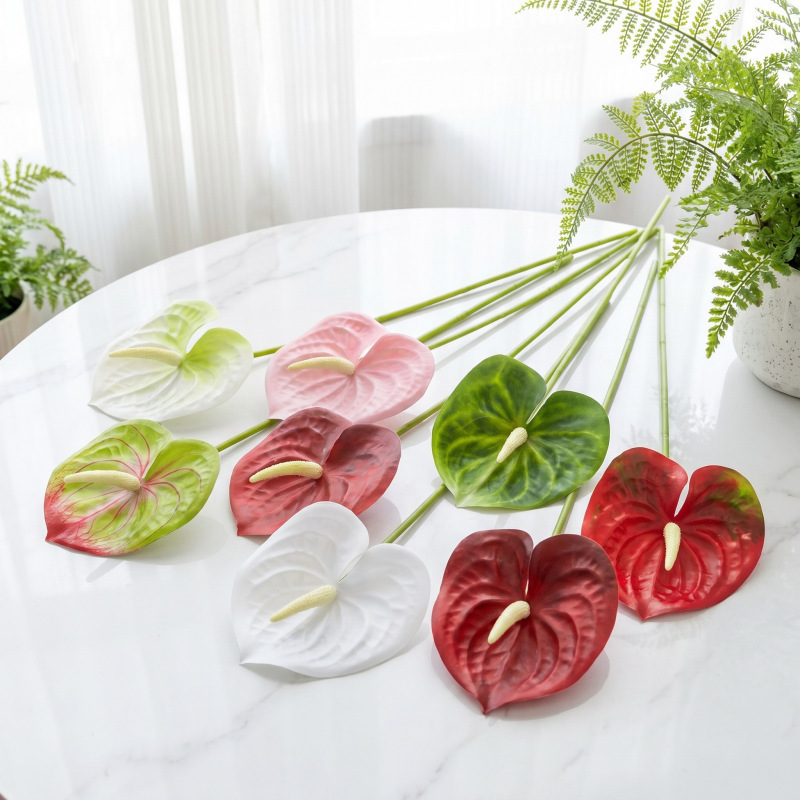 Artificial floral heart-shaped anthurium, multi-color artificial flowers for living room table decoration, artificial anthurium flowers for home decoration Artificial floral heart-shaped anthurium, multi-color artificial flowers for living room table decoration, artificial anthurium flowers for home decoration